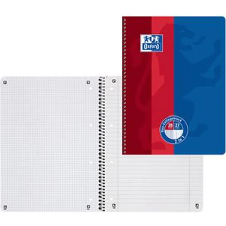 Oxford Collegeblock Duo, 400101421, A4, Innen- und Außenrand, 90g/m², liniert und kariert