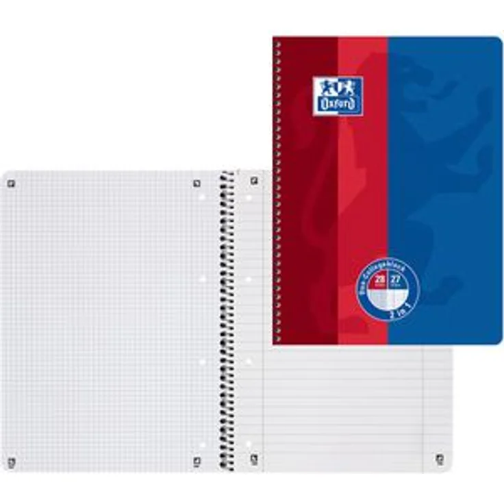 Oxford Collegeblock Duo, 400101421, A4, Innen- und Außenrand, 90g/m², liniert und kariert – Bild 1