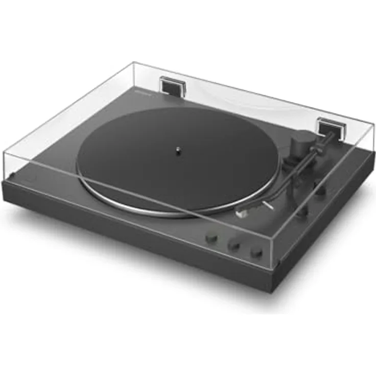 Sony PS-LX3BT, kabelloser Bluetooth-Plattenspieler mit vollautomatischer Wiedergabe, Hi-Res Audio, Riemenantrieb, integriertem Phono-Vorverstärker, 2 Geschwindigkeiten und Staubschutzhaube – Schwarz