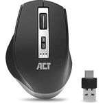ACT Maus Kabellos, Bluetooth oder 2.4Ghz USB Mini Dongle, Multi-Device Kabellose Maus, 2400 DPI, 7 Tasten, Daumengriff - AC5145
