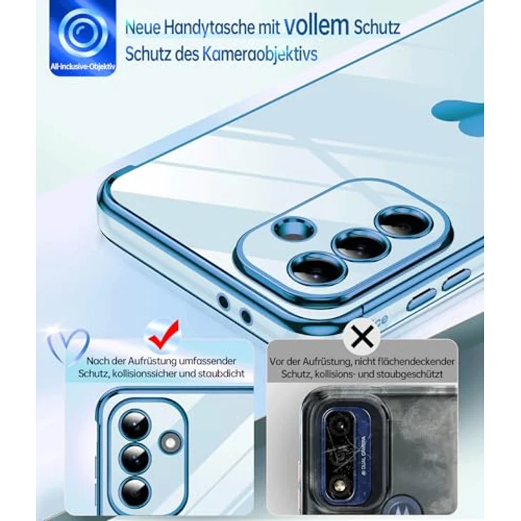 LeYi Handyhülle für Samsung Galaxy A56 5G, Cute Herz Muster TPU Silikon mit 2*Schutzfolie, Stoßfest, Kameraschutz, kratzfest, Blau – Bild 3