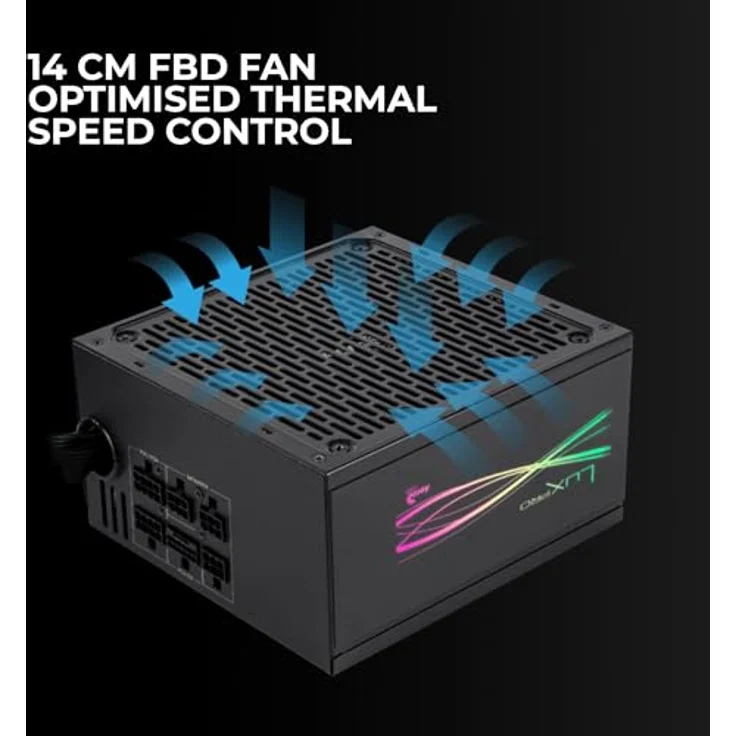 Aerocool LUXPRORGB850M, Semi-Modular RGB Netzteil 850W, 80Plus Bronze, ATX 3.0, PCIe 5.0, ARGB-kompatibel, 5 Jahre Garantie, Schwarz – Bild 5