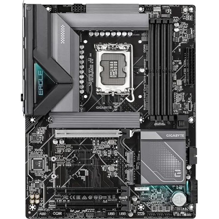 Gigabyte B860 Eagle WIFI6E Mainboard - Intel Core Ultra CPUs, 12+1+2+1 Phasen VRM, bis zu 9066MHz DDR5, 1xPCIe 5.0 + 2xPCIe 4.0 M.2, 2,5 GbE LAN, WiFi 6E, USB 3.2 Gen 2x2 - Twin Hybrid 12+1+2+1 Phasen 50A PPAK VRM, schwarz – Bild 2