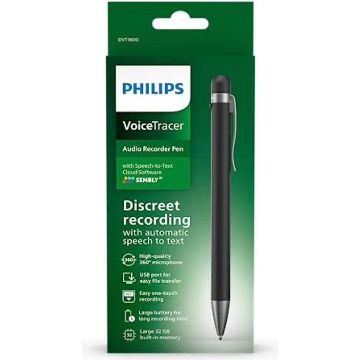 DVT1600 Philips VoiceTracer Audiorecorder-Stift mit cloudbasierter Spracherkennung von Sembly – Bild 3