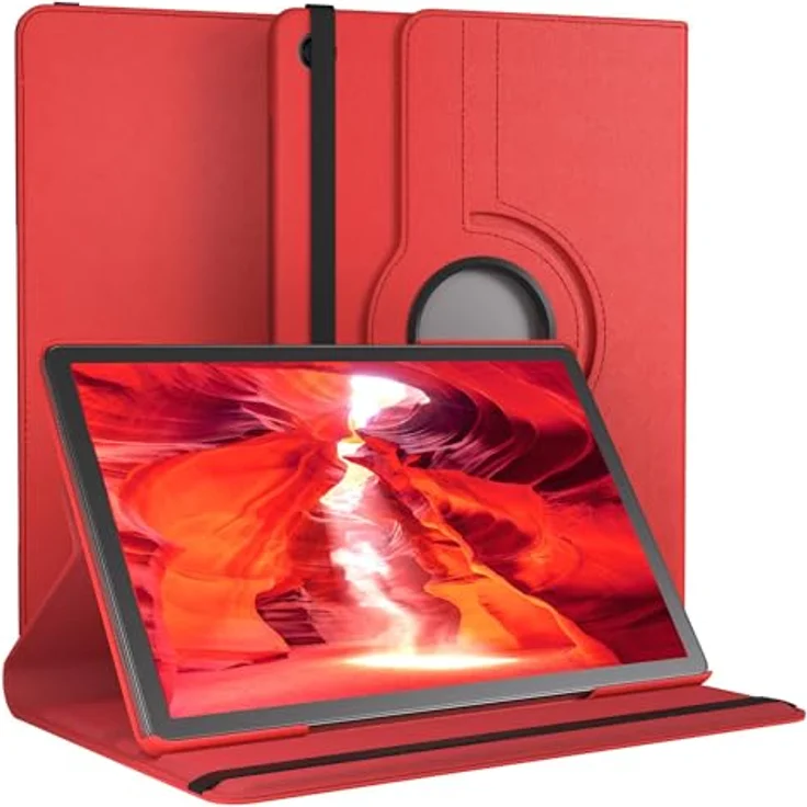 EAZY CASE Tablet Hülle für Samsung Galaxy Tab A11 Plus, 11 Zoll Schutzhülle mit 360° Drehfunktion, Klapphülle mit Standfunktion, Kunstleder, Rot – Bild 1