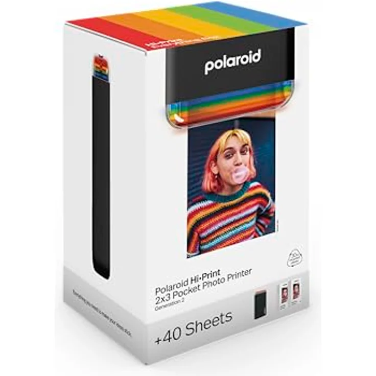 Polaroid Bundle Hi-Print+Paper - 2nd Generation - Bluetooth-verbundener 2x3 Pocket Photo- und Dye-Sub-Drucker - Schwarz - Preisvergleich – Bild 2