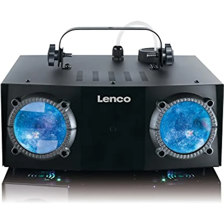 Lenco LFM-110 Dual Matrix RGB Partylicht - mit Nebelmaschine - integrierte Lichtshowprogramme - 1 Liter Fassungsvermögen für Nebelflüssigkeit - Nebel-Timer - schwarz