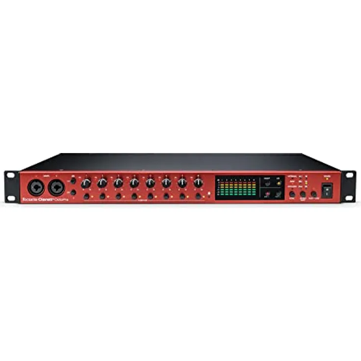 Focusrite Clarett+ OctoPre ADAT-Mikrofonvorverstärker mit acht Ins/Outs in professioneller Qualität für die Musikproduktion, mit hoher Dynamik, niedrigstem Rauschen und analoger Air-Funktion