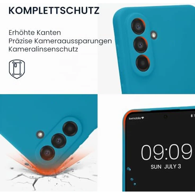 kwmobile Handyhülle für Samsung Galaxy A56 5G, weiche Silikonhülle in Karibikblau, rutschfest und reißfest, präzise Ausschnitte für Kamera und Anschlüsse – Bild 3
