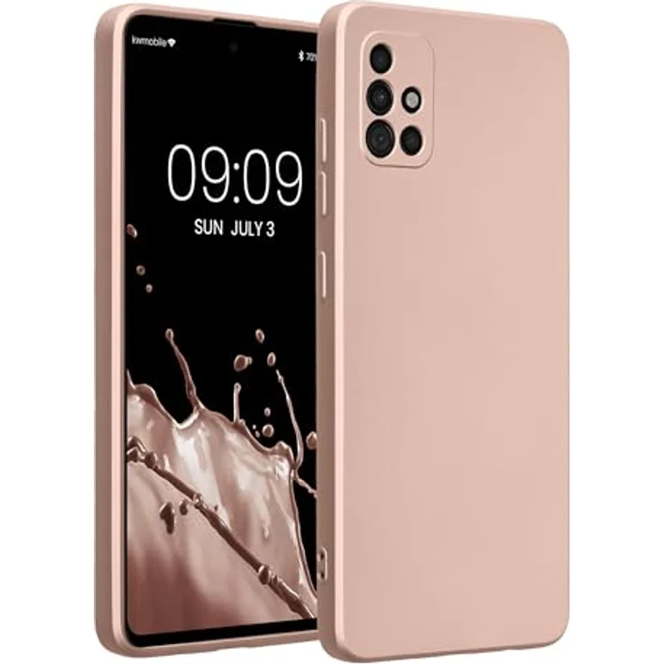 kwmobile Handyhülle für Samsung Galaxy A51 - weiche Silikon Case mit metallischem Schimmer in Metallic Rosegold - rutschfest und reißfest – Bild 1