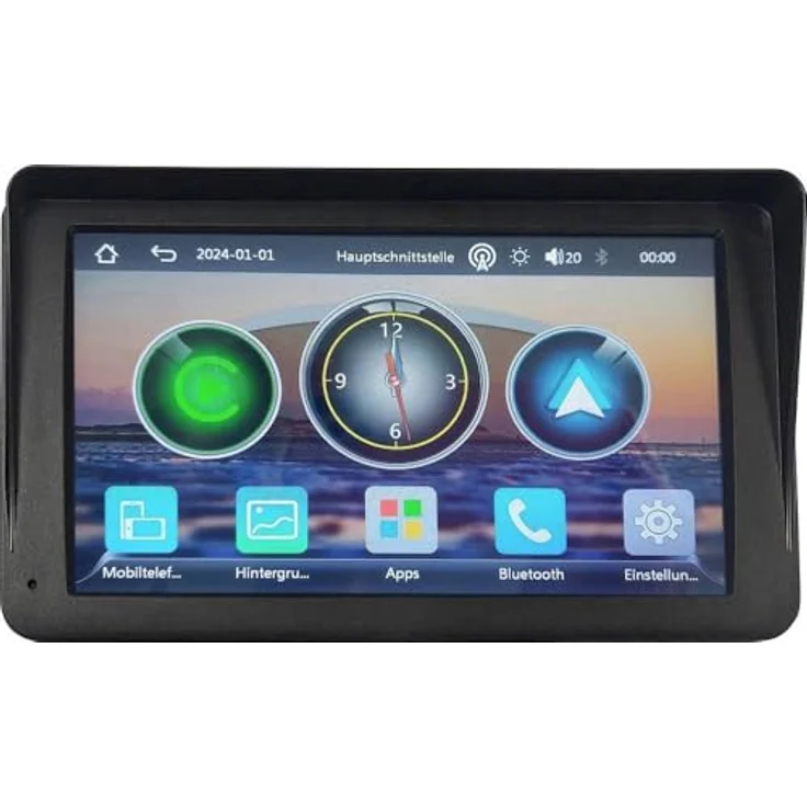 Technaxx TX-320, Wireless Car Play & Android Auto Display 7", Bluetooth 5.0, FM-Transmitter, AUX-Ausgang, eingebauter Lautsprecher, MicroSD-Steckplatz, Armaturenbrett-/Windschutzscheibenhalterung – Bild 1