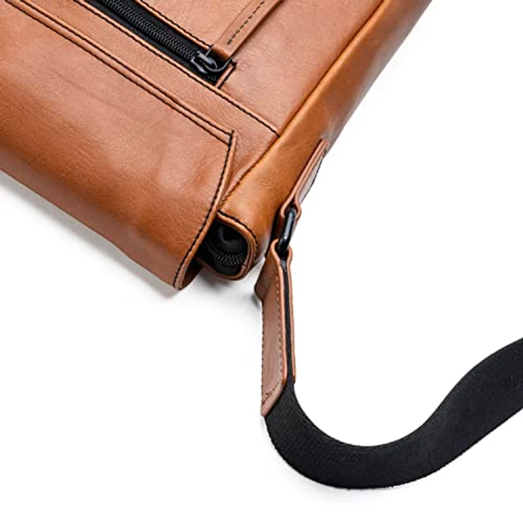 Farmhood Memphis Aktentasche, Leder Messenger mit Laptopfach für 38 cm Geräte, cognac – Bild 6