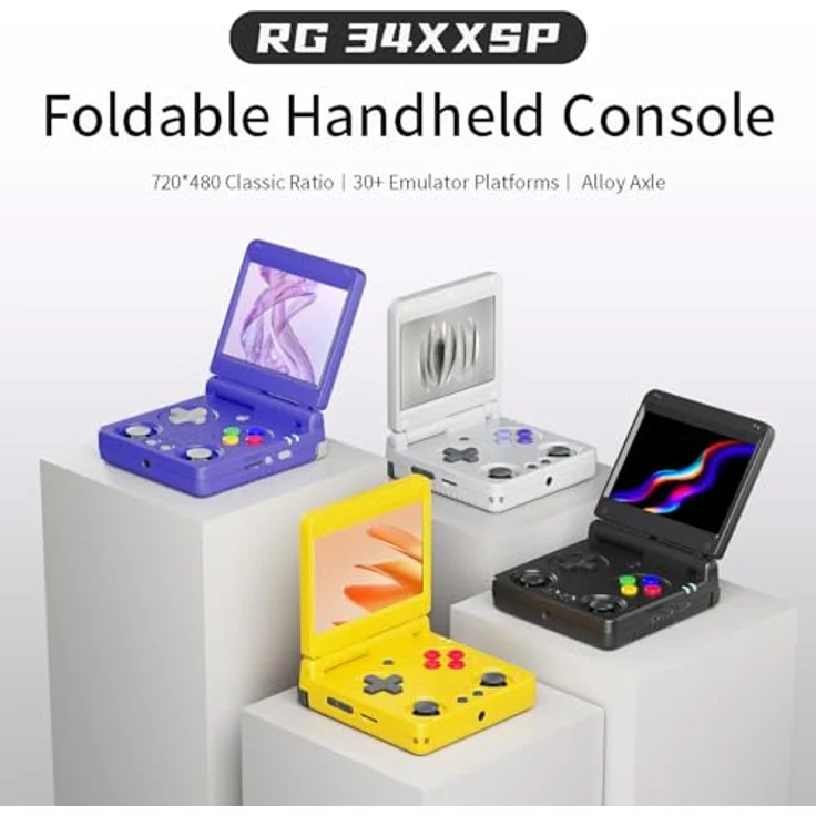 Anbernic Airuidas RG34XXSP Retro Handheld Game Console, 3.4" IPS-Display, Linux System, 64GB, 3300mAh Akku, WiFi/Bluetooth, grau – Bild 2