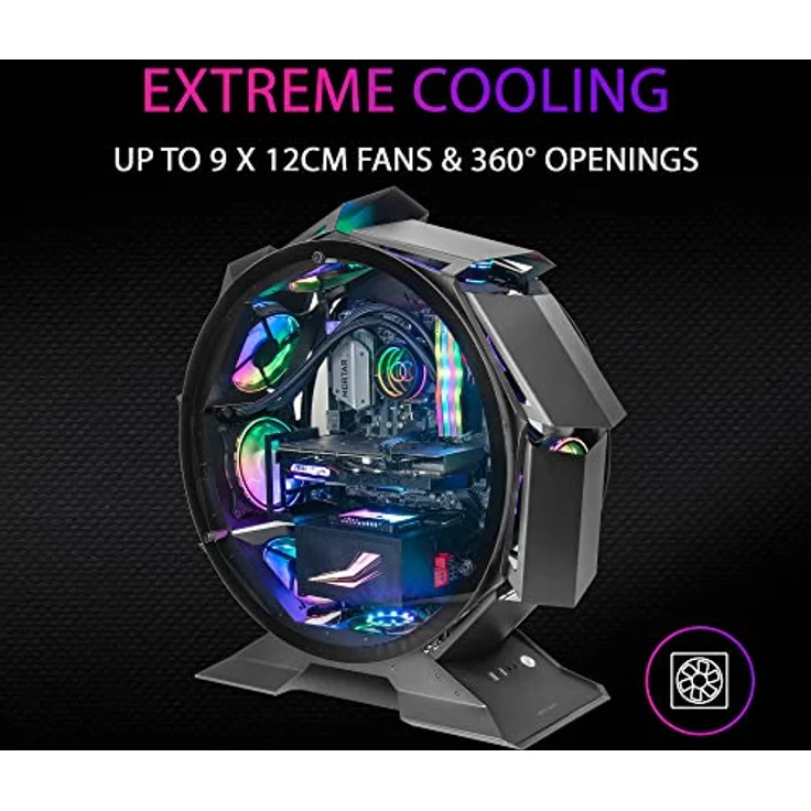 MarsGaming MCORB Schwarz, Micro-ATX XL Gaming PC-Gehäuse, Custom Rundes Design, Gehärtetes Doppelglas – Bild 3