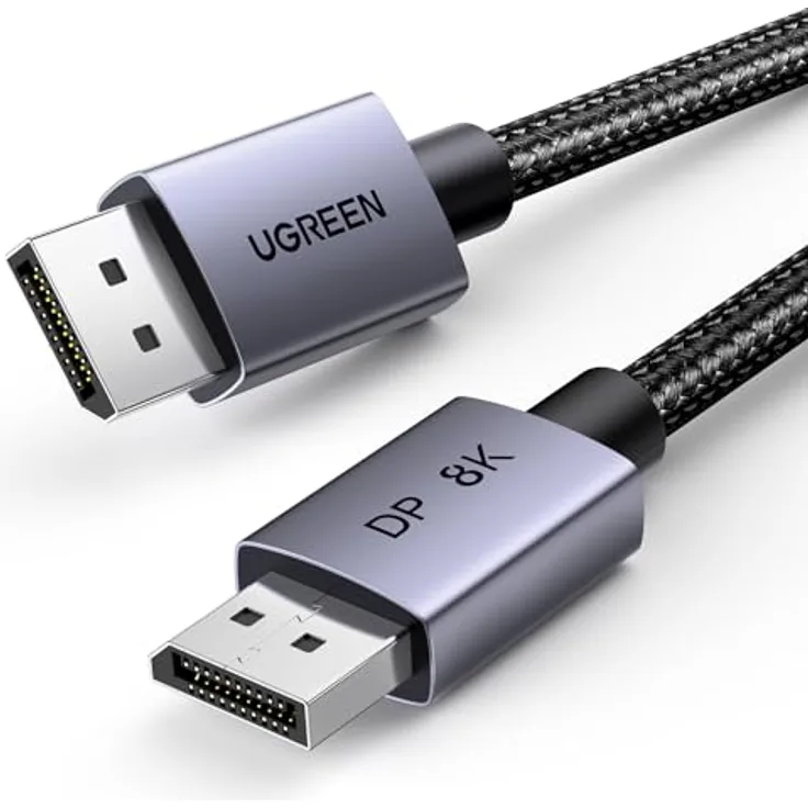 UGREEN 8K DisplayPort Kabel 1.4, VESA-zertifiziert, Aluminium, 8K 60Hz, 4K 240Hz, 32.4 Gbps, kompatibel mit HDR, FreeSync, G-Sync, 1M