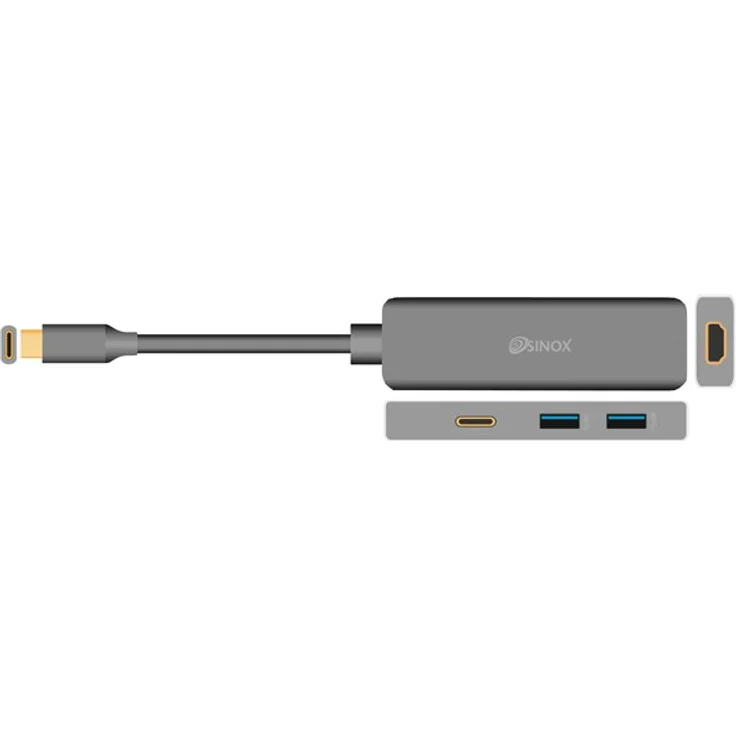 Sinox USB C Hub, Aluminium USB-Hub für Desktop mit mehreren Anschlüssen