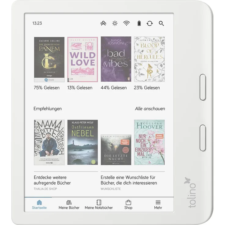 Tolino vision color, eReader mit 7-Zoll E Ink Kaleido 3 Display, 32 GB Speicher, ergonomische Form, wasserabweisend IPX8, weiß