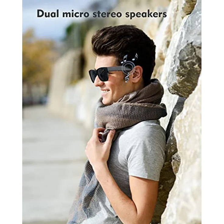 RUIMEN Smart Audio Sonnenbrille Mit Mikrofon Lautsprecher Polarisierten Brillengläsern Audiofunktion,Bluetooth Smart Sonnenbrille für Damen Herren,Hören Musik,Hände frei für Anruf Schwarz – Bild 3