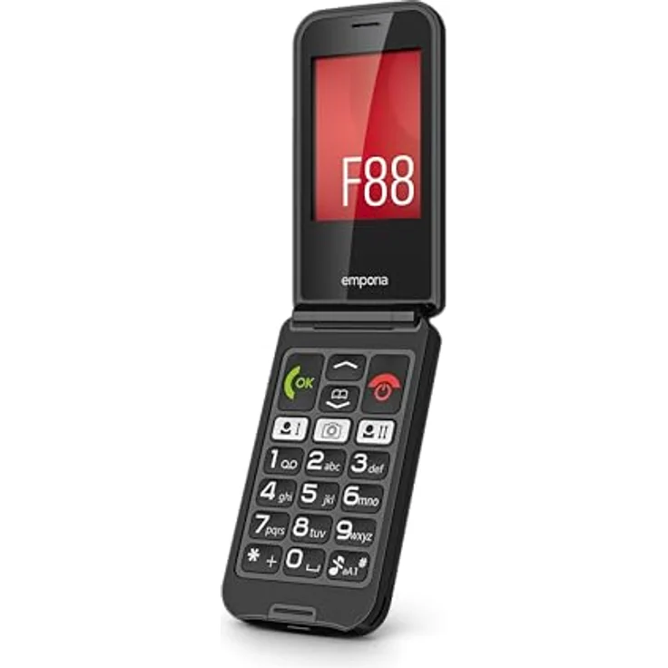 emporiaTALKglam Seniorenhandy, Klapphandy ohne Vertrag, Einfache Bedienung, Mobiltelefon mit Notruftaste, 2,4-Zoll-Display, Schwarz – Bild 2