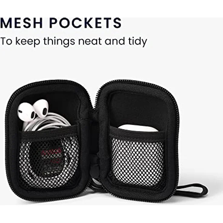kwmobile In-Ear Kopfhörer Tasche - Neopren Cover Case in Grau Schwarz - Kompatibel mit Airpods, Sony WF-1000XM4, Galaxy Buds - Wasserdicht & mit 2 Innenfächern - Individuelles Design – Bild 3