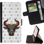 BeanShells [ Microsoft Lumia 850 Hülle [ Flip Cover Leder Wallet ] – Leistungsstarker Bull Modern Trippy