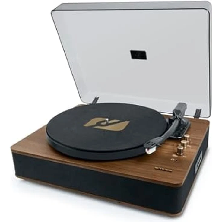 MUSE Plattenspieler, Bluetooth-Schallplattenspieler mit HiFi Stereo Lautsprecher, 3 Geschwindigkeiten Vinyl-zu-USB/Aux-In/RCA, Vintage – Bild 5