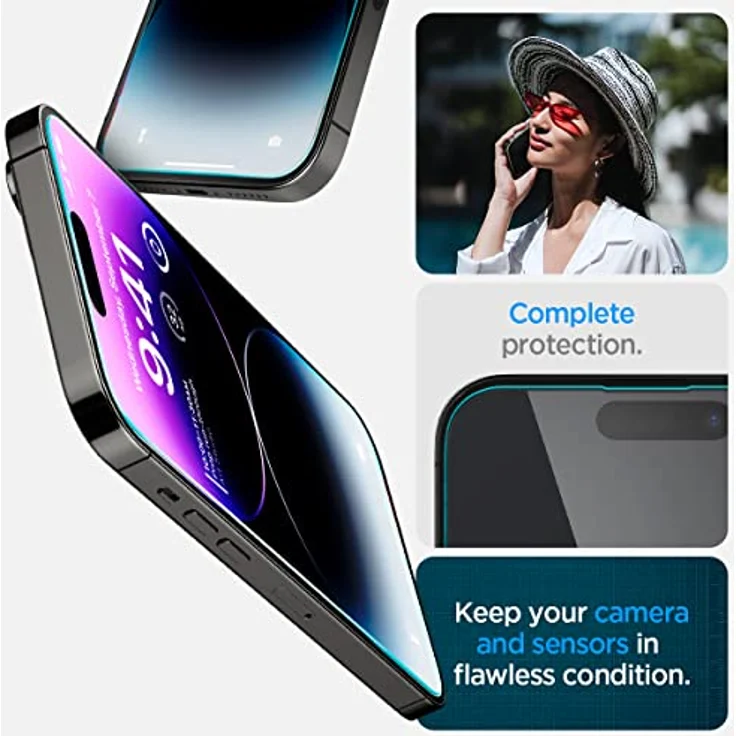 Spigen Glas.tR EZ Fit Schutzfolie kompatibel mit iPhone 14 Pro Max, 2 Stück, Kratzfest, 9H Härte Folie – Bild 4