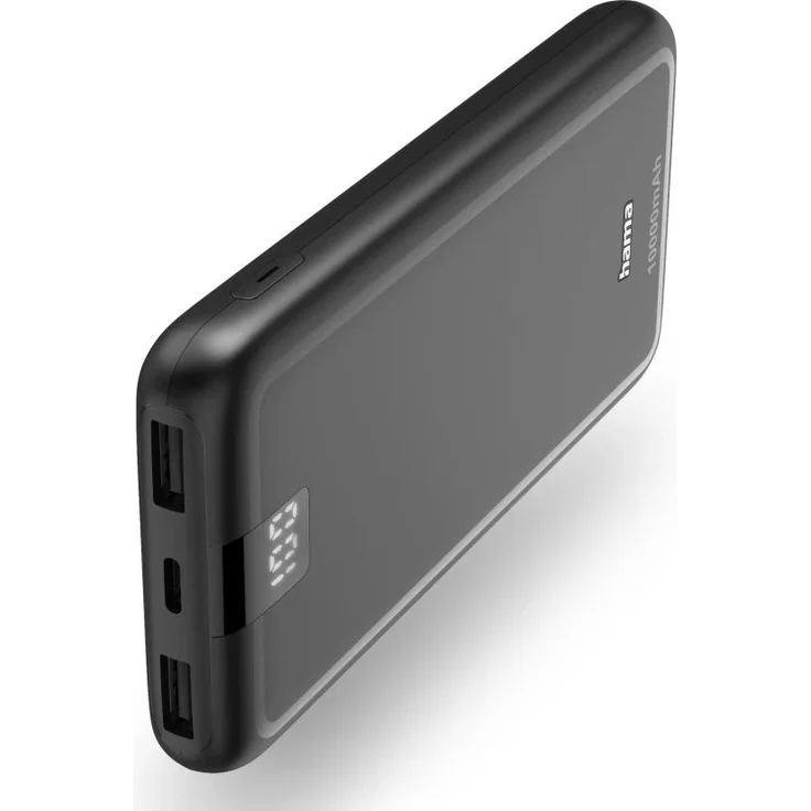 Hama Power Pack Performance 10, 10000 mAh Powerbank mit 3 Ausgängen (USB-C, 2x USB-A), Anthrazit