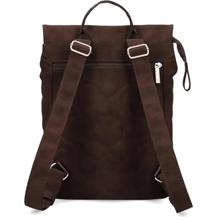 Zwei Damen City-Rucksack Mademoiselle.M MR13, 7 Liter Tagesrucksack mit gepolstertem Laptopfach, Magnet-Verschlussklappe, wasserfestem Kunstleder und Rückenpolsterung (nubuk-espresso) – Bild 3