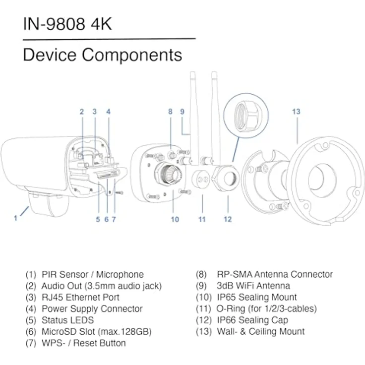 INSTAR IN-9808 4K IP Überwachungskamera außen schwarz, AI-Personenerkennung, IR-Nachtsicht, LAN/WLAN/PoE, HomeKit-kompatibel, NDAA/TAA-konform – Bild 3