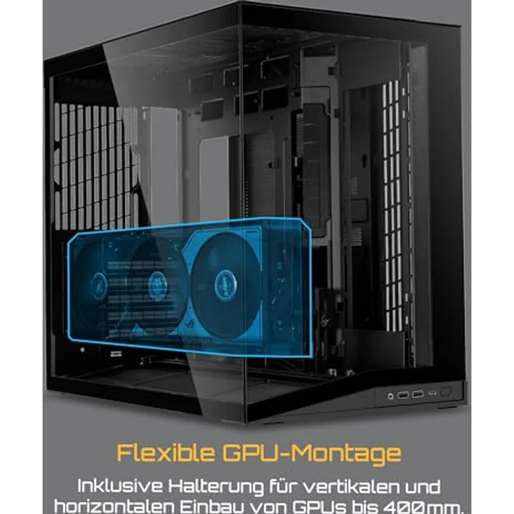 Lian Li O11 Dynamic Mini V2, Mini-PC-Gehäuse ATX mit Tempered Glass, Schwarz, für Grafikkarten bis 400 mm und CPU-Kühler bis 160 mm – Bild 6