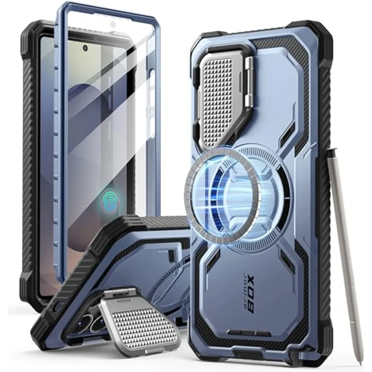 i-Blason Armorbox für Samsung Galaxy S25 Ultra Hülle Magsafe mit Kameraschutz Bumper Case 360 Grad Handyhülle Robust Schutzhülle mit Displayschutz und Ständer für Galaxy S25 Ultra 2025 (Blau) – Bild 1