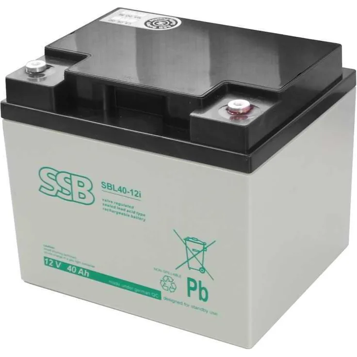 SSB SBL40-12i, 12V 40Ah AGM Bleiakku, langlebig mit M6 Schraubanschluss, 10-12 Jahre Design Life