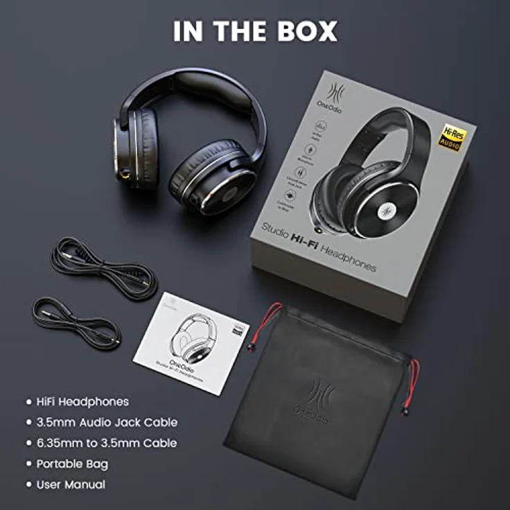 OneOdio Studio HiFi Over Ear Headset kabelgebunden Stereo Schw Kopfhörer – Bild 4