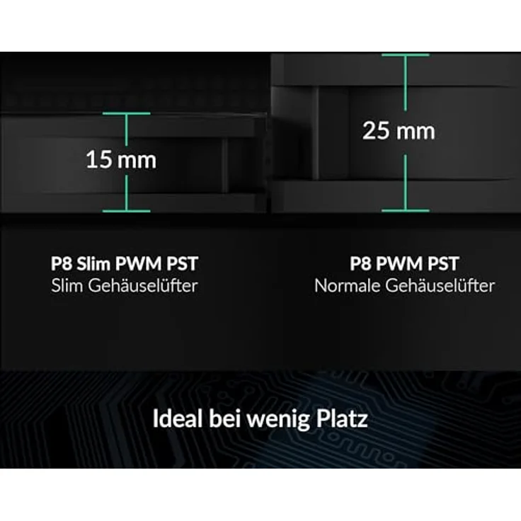 ARCTIC P8 Slim PWM PST - Schwarz, 80 mm Gehäuselüfter für statischen Druck, Daisy-Chain durch PST, 300–3000 RPM – Bild 2
