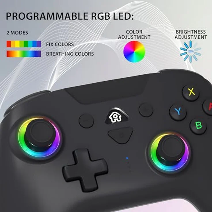 SUBSONIC Wireless Controller für Switch und Switch Oled - Bluetooth drahtloser Controller mit LED, Vibration und 6-Achsen-Gyro - Schwarz – Bild 5
