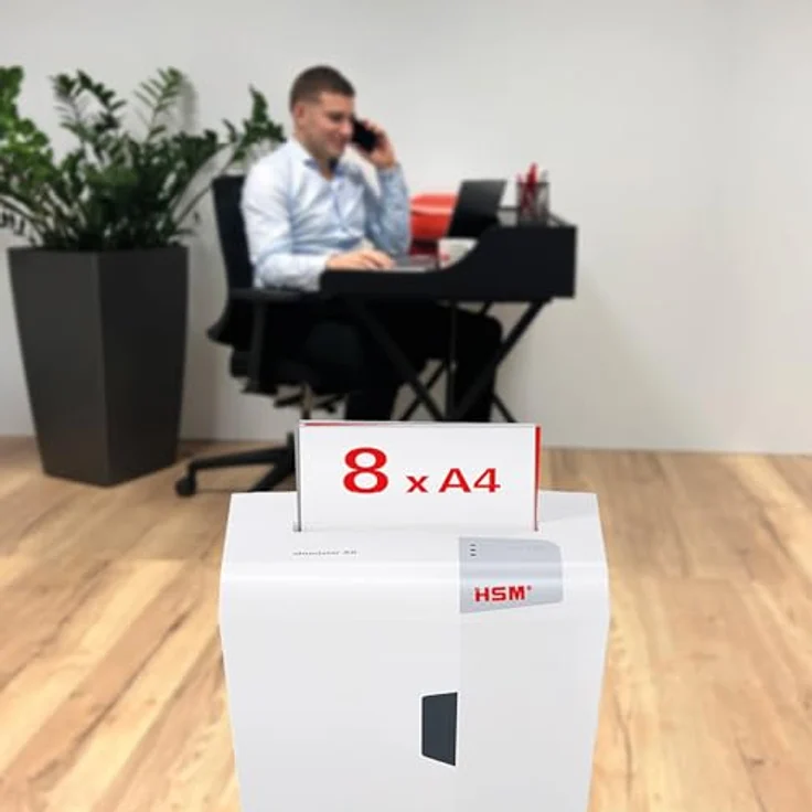 HSM shredstar X8 Aktenvernichter, Sicherheitsstufe P-4, 8 Blatt (Partikelschnitt) mit CD-Schredder – Bild 3