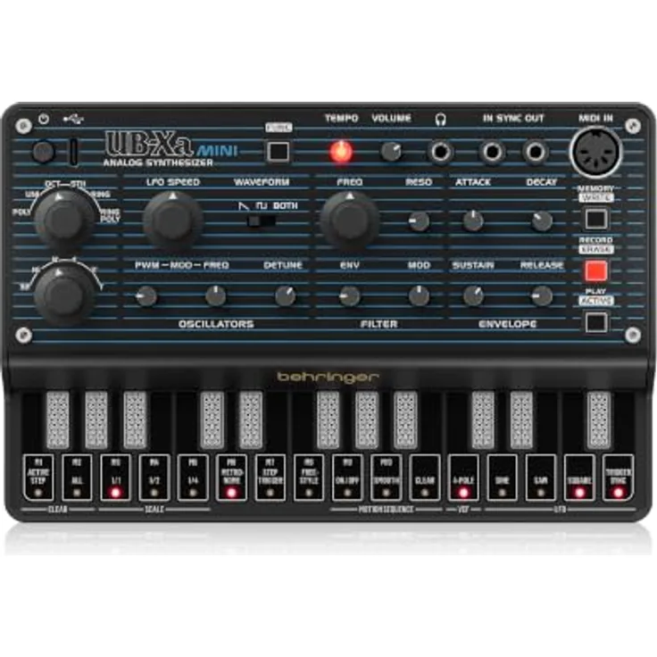 Behringer UB-Xa Mini Synthesizer, Analog Synthesizer mit 3 Stimmen, Ringmodulator und 27-Tasten-Kapazitives Keyboard