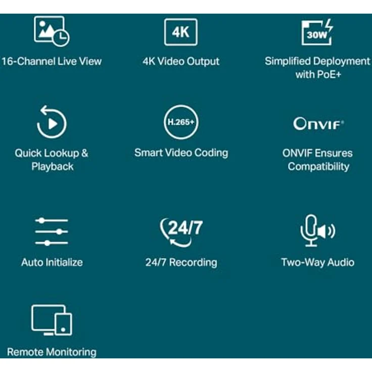 TP-Link VIGI NVR V1, 16-Kanal PoE+ Netzwerkrecorder mit 8 MP Auflösung und Zwei-Wege-Audio – Bild 4