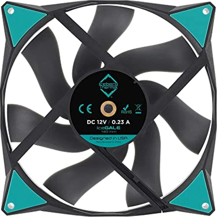 Iceberg Thermal IceGALE 140 mm PWM Premium Gehäuselüfter 2er-Pack, Schwarz – Bild 4
