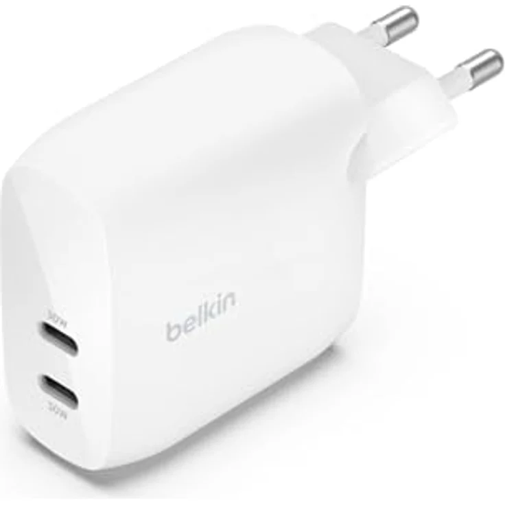 Belkin BoostCharge USB-C PD-Ladegerät mit 2 Anschlüssen und PPS, 60 W, Weiß - Schnellladetechnologie, gleichzeitiges Laden, breite Kompatibilität & 2 Jahre Garantie – Bild 1
