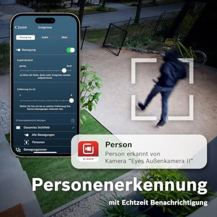 Bosch Smart Home Außenkamera II, 1080p Full-HD, integrierte Alarmsirene und Design-Leuchte, kompatibel mit Amazon Alexa, Silber - Preisvergleich – Bild 3