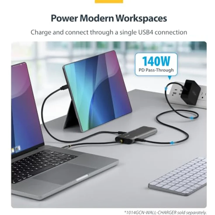 StarTech.com 7-in-1 USB4 Multiport Adapter, Laptop-Dockingstation mit Dual 4K, 140W Power Delivery, 10Gbps Hub und 2,5GbE Mini Dock – Bild 5