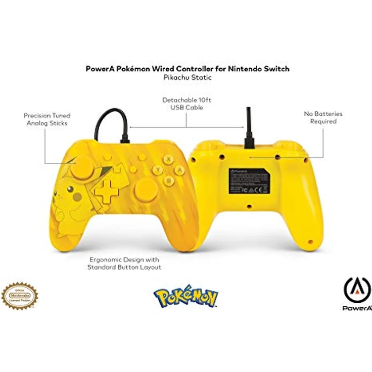 PowerA Wired Controller - Pikachu Static Gelb (1511623-01) (Switch) – Bild 2