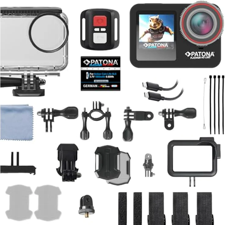 Patona Life SL5, 6K Action Cam mit Dual-Farbbildschirm, WLAN und wasserdichtem Gehäuse, Schwarz – Bild 9