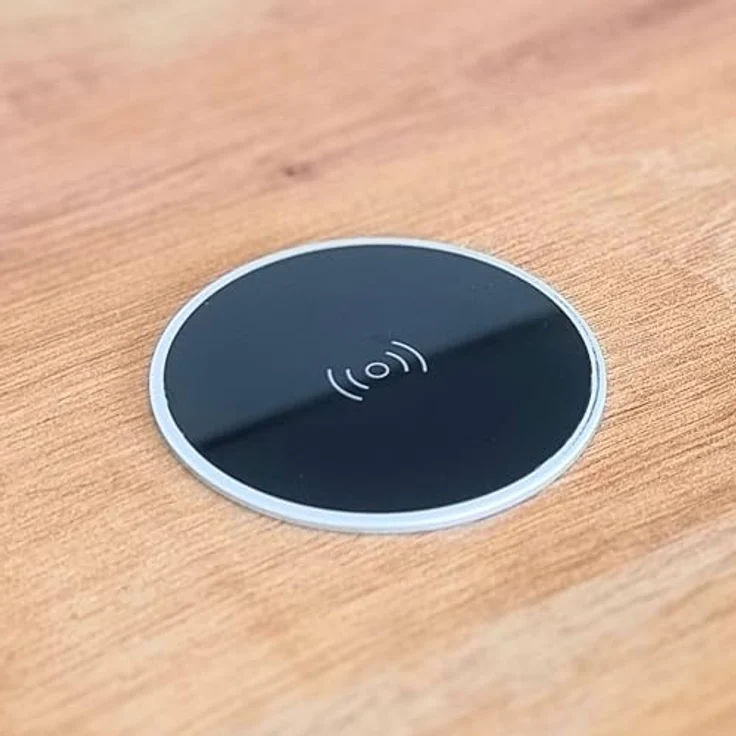 kalb 15W Induktives Einbau Wireless Charger mit USB-C, Ø 60mm, Schwarz/Silber, Schnellladestation für Smartphones und Geräte bis 8mm Schutzhülle – Bild 3