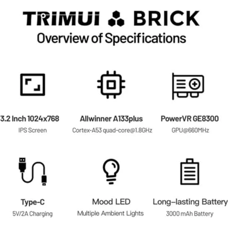 TRIMUI Brick Retro Handheld Konsole, 3,2 Zoll IPS Display, Quad-Core Prozessor, Linux mit vorinstallierten Retro-Spielen, tragbar – Bild 5
