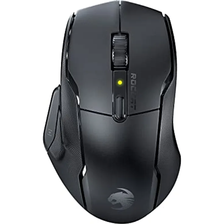 ROCCAT Kone Air – Kabellose ergonomische Gaming-Maus mit 800 Stunden Akkulaufzeit, optischem 19 K DPI-Sensor, doppelt gespritzten Gummigriffen, programmierbarem Tastendesign und optischen