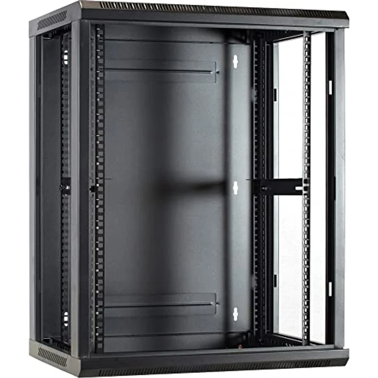 DSIT 15HE Netzwerkschrank (Serverschrank) 19 Zoll Wandmontage - mit Glastür (BxTxH) 600 x 450 x 770 mm - Schwarz - Abschließbar - Traglast 60 kg - Robuste Konstruktion – Bild 4