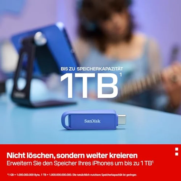 SanDisk Phone Drive 512 GB USB Type-C, Flash-Laufwerk mit 150 MB/s Lesen, Schlüsselring-Öse, Arctic White – Bild 5